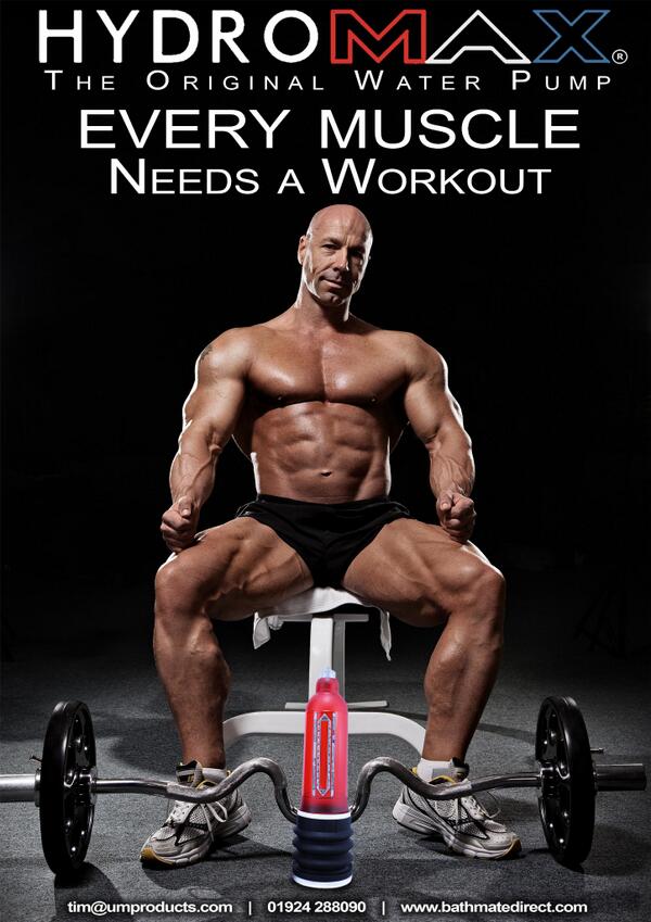 世界NO.1ペニスポンプ　バスメイト ハイドロマックスの広告イメージ：アソコの筋肉は鍛えてるか？